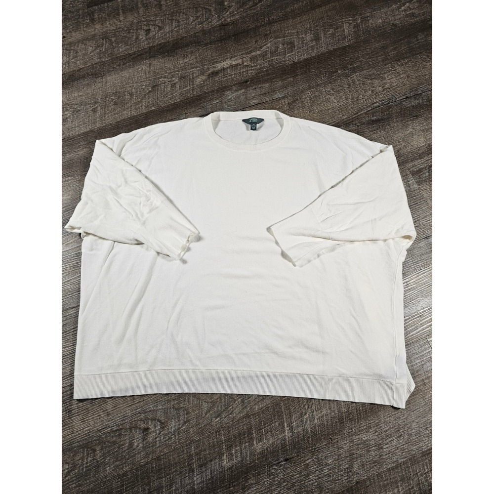 Terra & Sky Womens 4X Cream Ecovero Viscose Blend Crew Neck Pullover Sweater